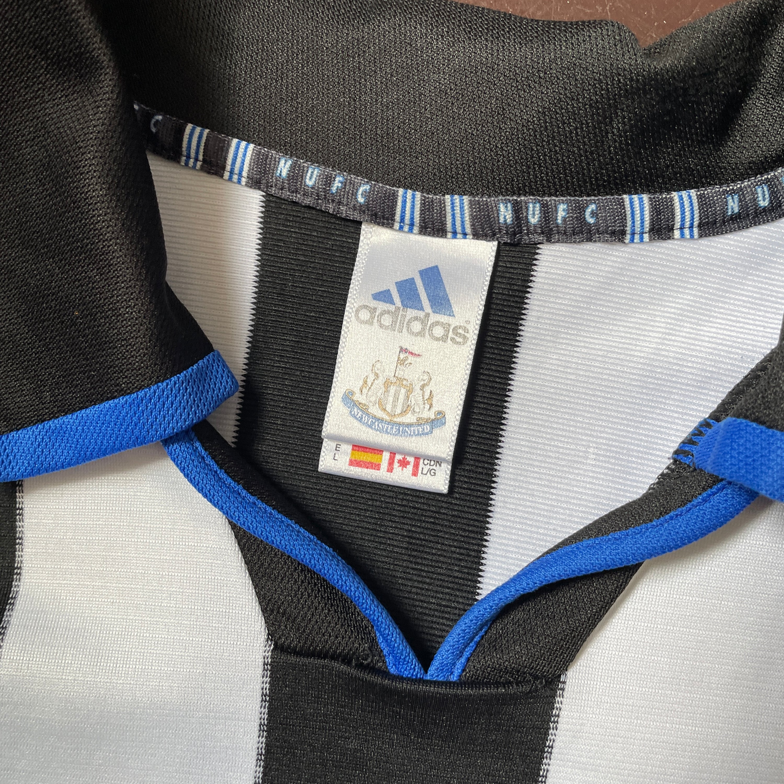 US L - ADIDAS NEWCASTLE UNITED BROWNALE SOCCER JERSEY "HOME" [2000]