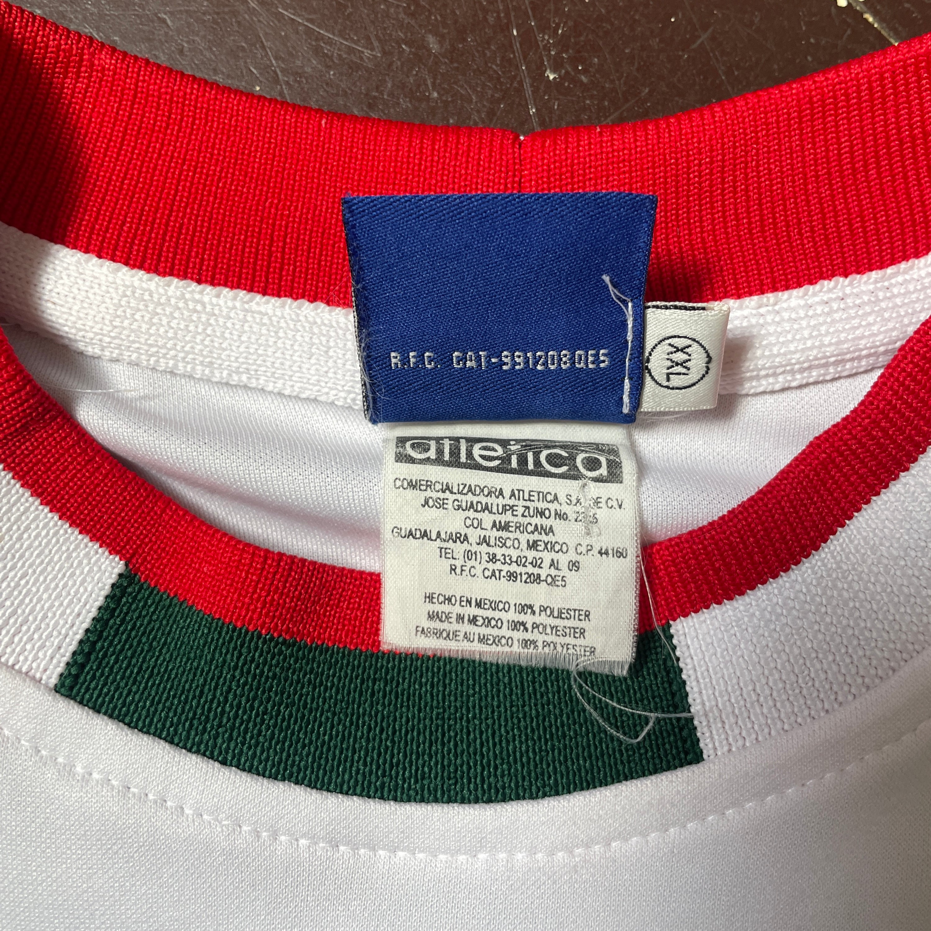 US XL - ATLETICA MEXICO SOCCER JERSEY "WHITE RED" [2001]