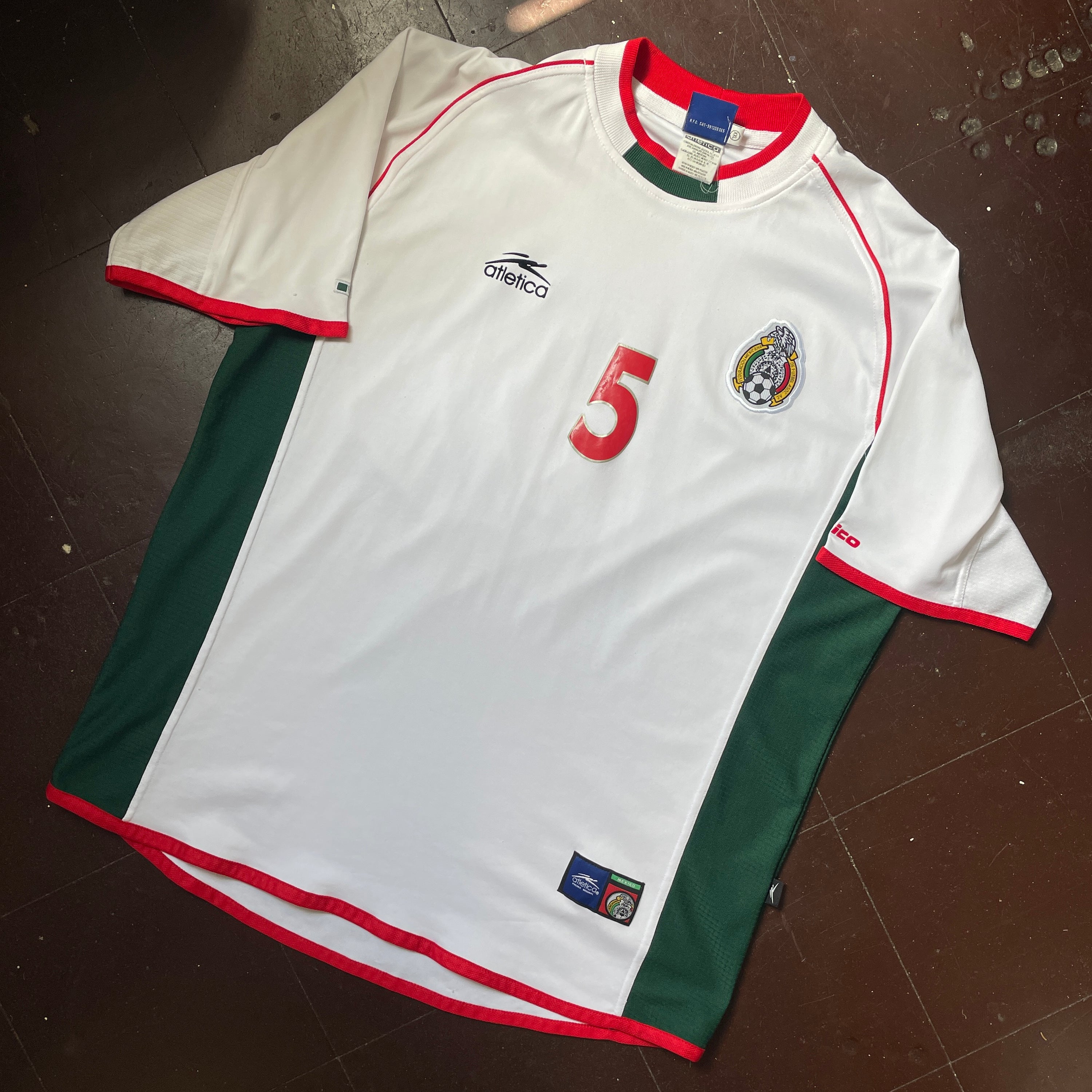 US XL - ATLETICA MEXICO SOCCER JERSEY "WHITE RED" [2001]